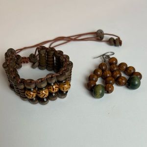 BOHO Wooden Bead Bracelet Earring Set